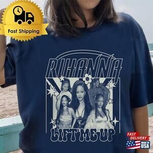 Rihanna Unisex T-Shirt Bad Girl Riri Shirt Lift Me Up Graphic Tee Classic